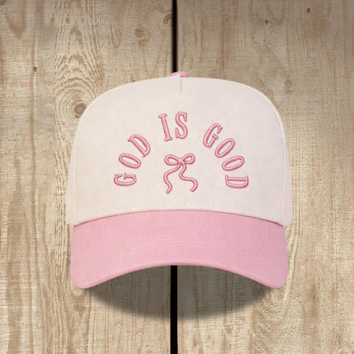 Christianartworkshop Gorra de béisbol unisex con visera curva y lazo bordado con la inscripción "God Is Good" - Rosa - image 2