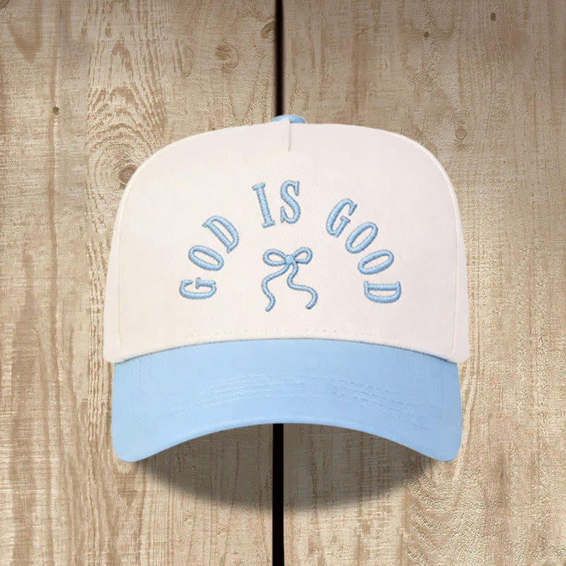 Christianartworkshop Gorra de béisbol unisex con visera curva y lazo bordado con la inscripción "God Is Good" - Azul claro - image 6