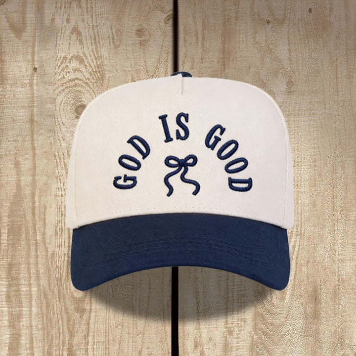 Christianartworkshop Gorra de béisbol unisex con visera curva y lazo bordado con la inscripción "God Is Good" - Azul marino - image 8