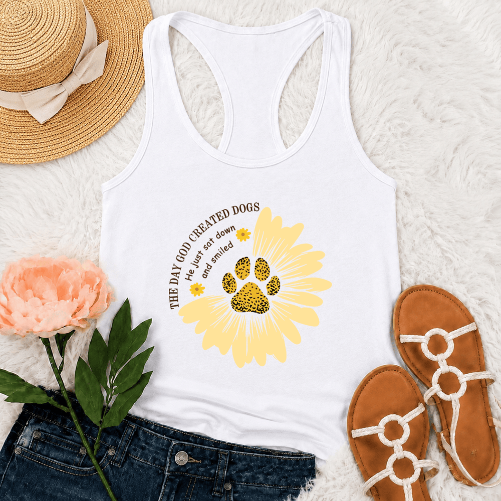 Christianartworkshop Camiseta sin mangas estilo racerback con estampado del día en que Dios creó a los perros - Blanco - 2XL - image 6