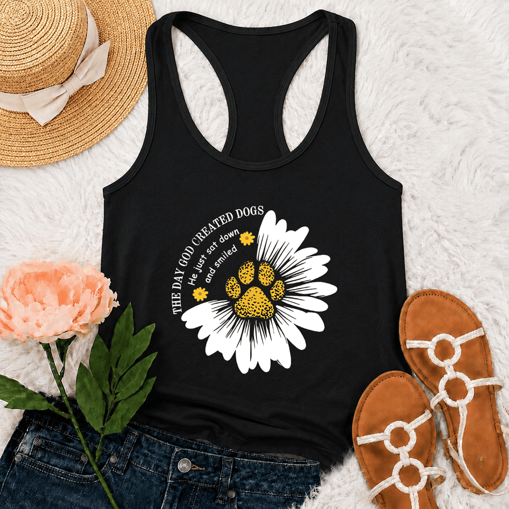 Christianartworkshop Camiseta sin mangas estilo racerback con estampado del día en que Dios creó a los perros - Negro - 2XL - image 3