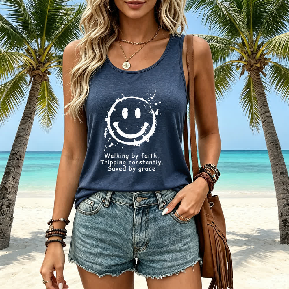 Christianartworkshop Camiseta sin mangas estilo racerback "Caminando por fe, salvados por gracia" - image 16