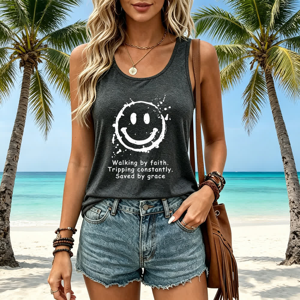 Christianartworkshop Camiseta sin mangas estilo racerback "Caminando por fe, salvados por gracia" - image 10