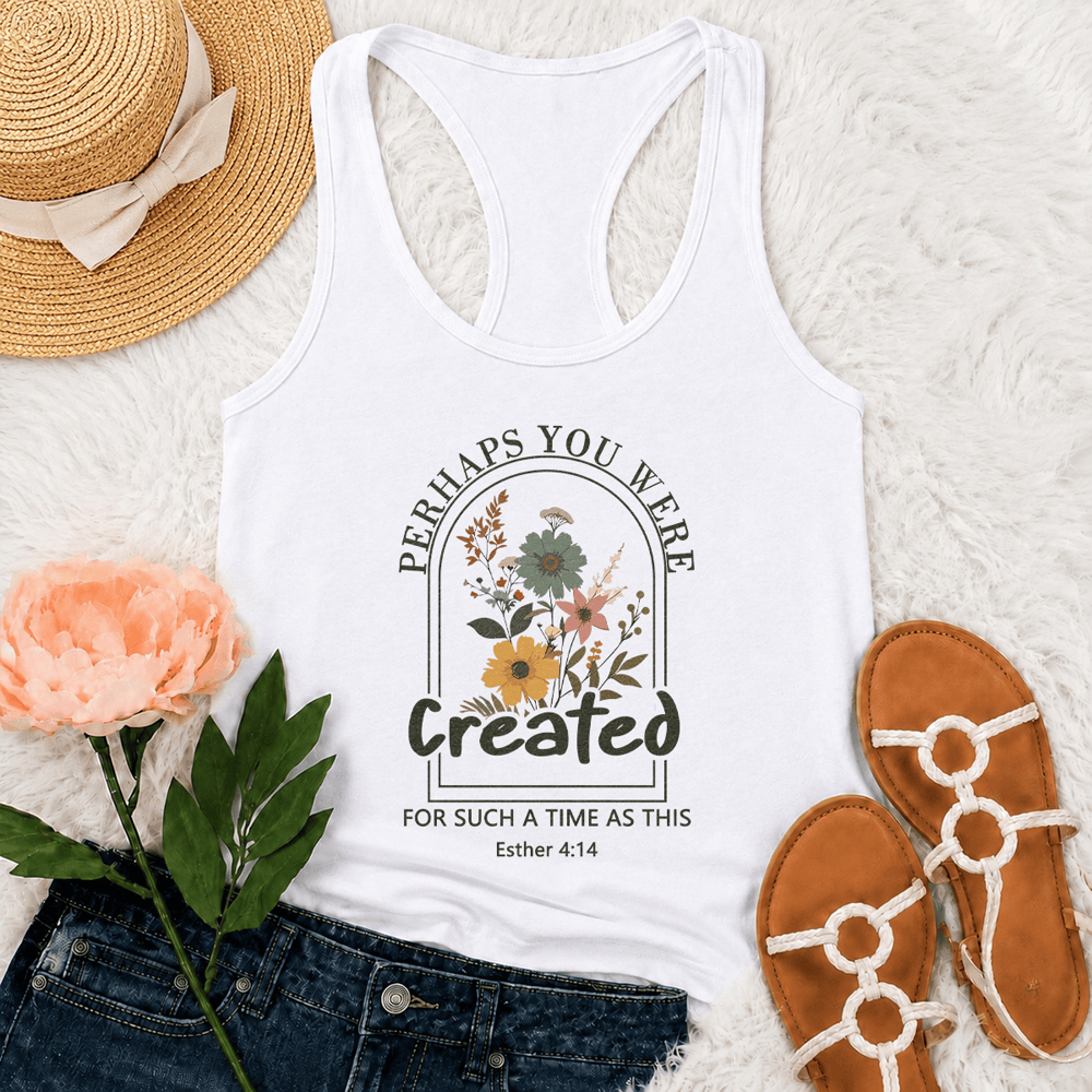 Christianartworkshop Flor silvestre Quizás fuiste creada para un momento como este. Camiseta sin mangas estilo nadador. - Blanco - 2XL - image 6