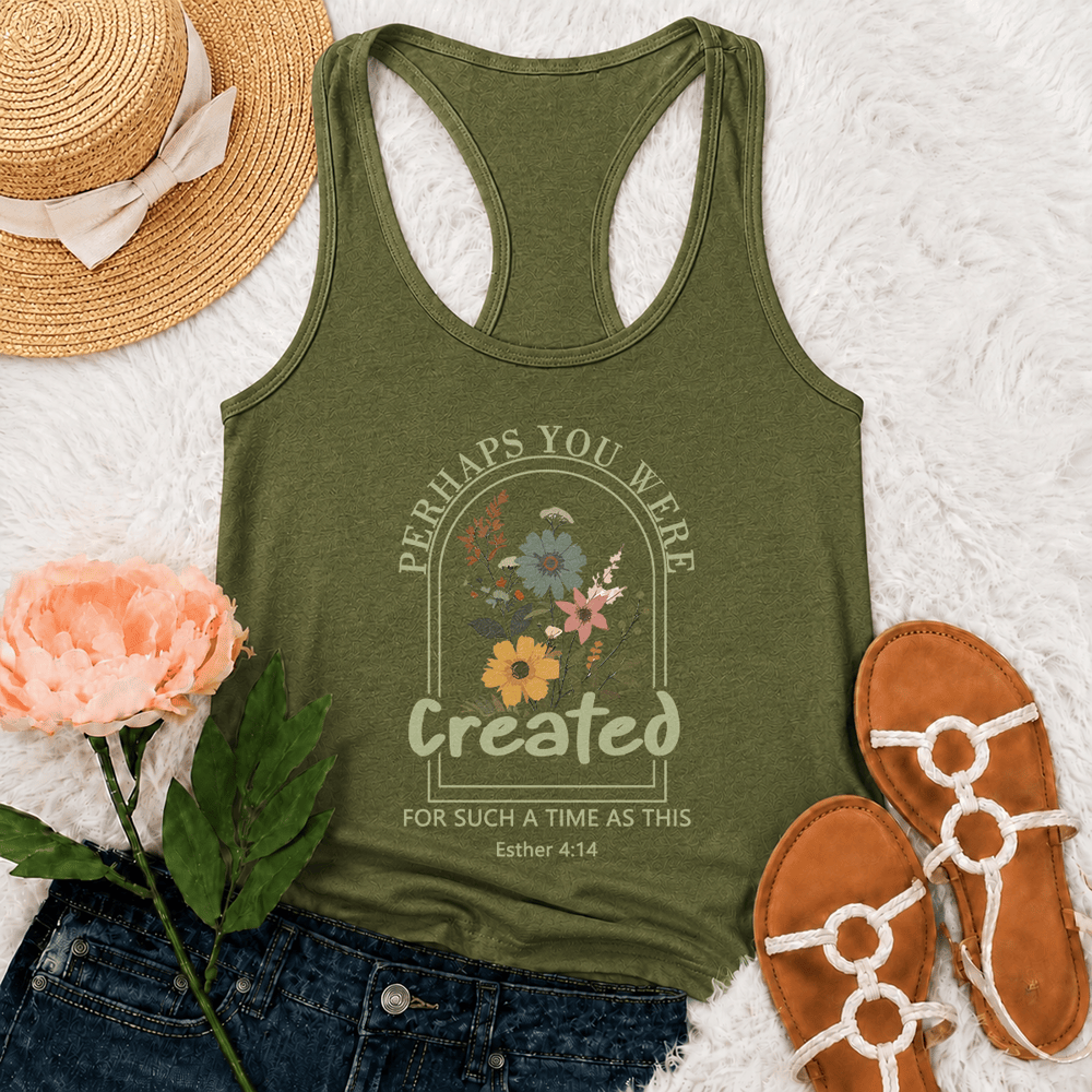 Christianartworkshop Flor silvestre Quizás fuiste creada para un momento como este. Camiseta sin mangas estilo nadador. - Verde militar - 2XL - image 21
