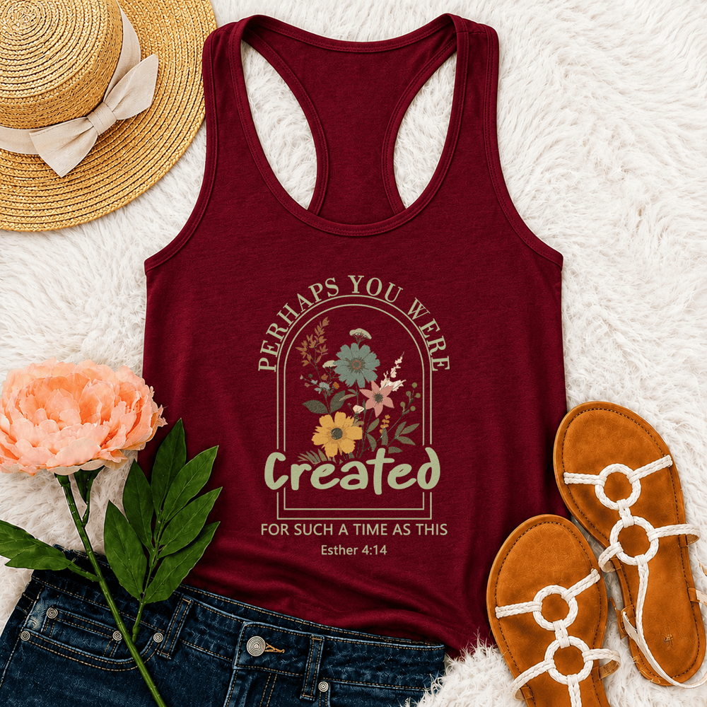 Christianartworkshop Flor silvestre Quizás fuiste creada para un momento como este. Camiseta sin mangas estilo nadador. - Vino - 2XL - image 24