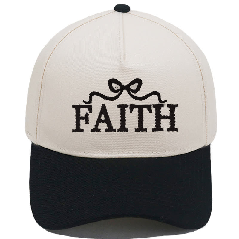 Christianartworkshop Gorra de béisbol ajustable con visera de camuflaje y bordado de lazo FAITH - Negro - image 2