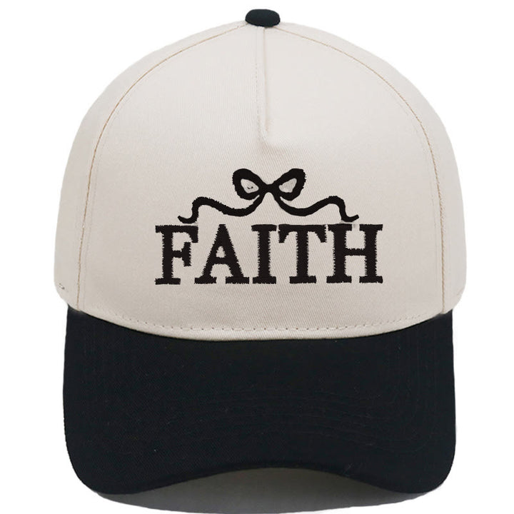 Christianartworkshop Gorra de béisbol ajustable con visera de camuflaje y bordado de lazo FAITH - Negro - image 2