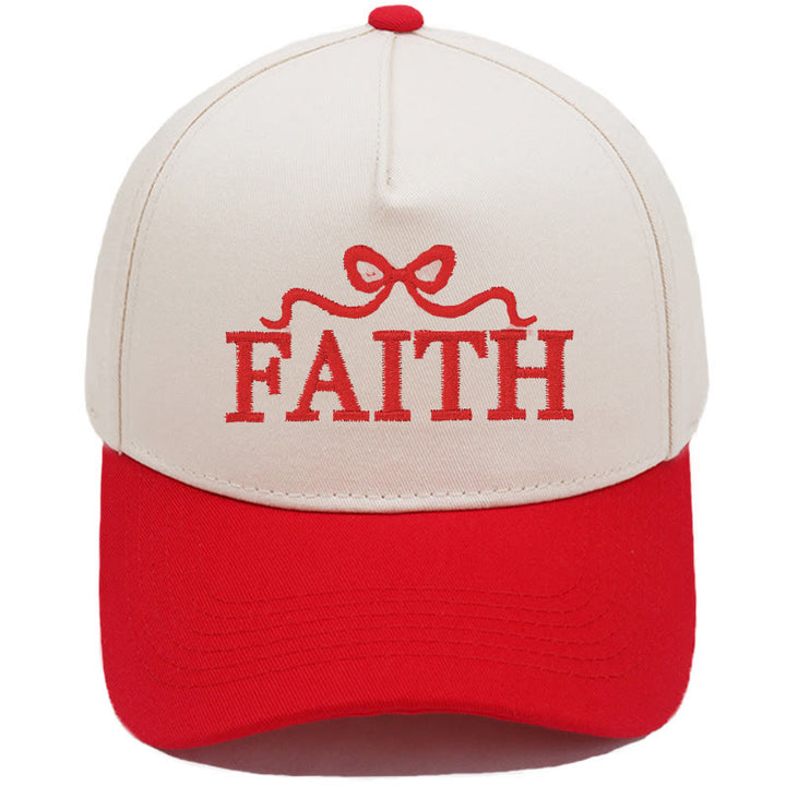 Christianartworkshop Gorra de béisbol ajustable con visera de camuflaje y bordado de lazo FAITH - Rojo - image 5