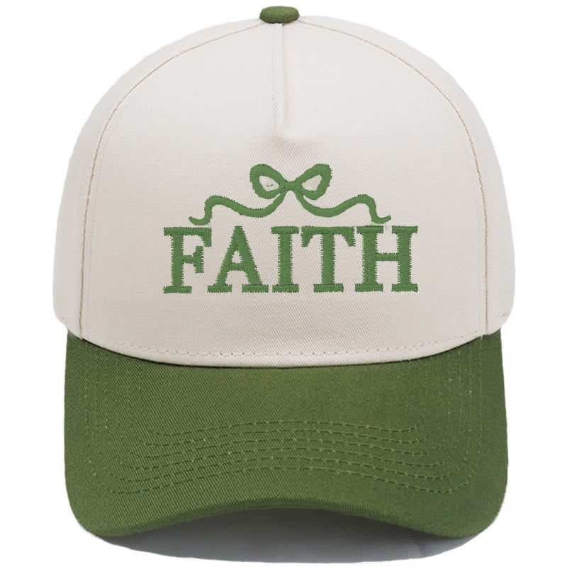 Christianartworkshop Gorra de béisbol ajustable con visera de camuflaje y bordado de lazo FAITH - Verde militar - image 17