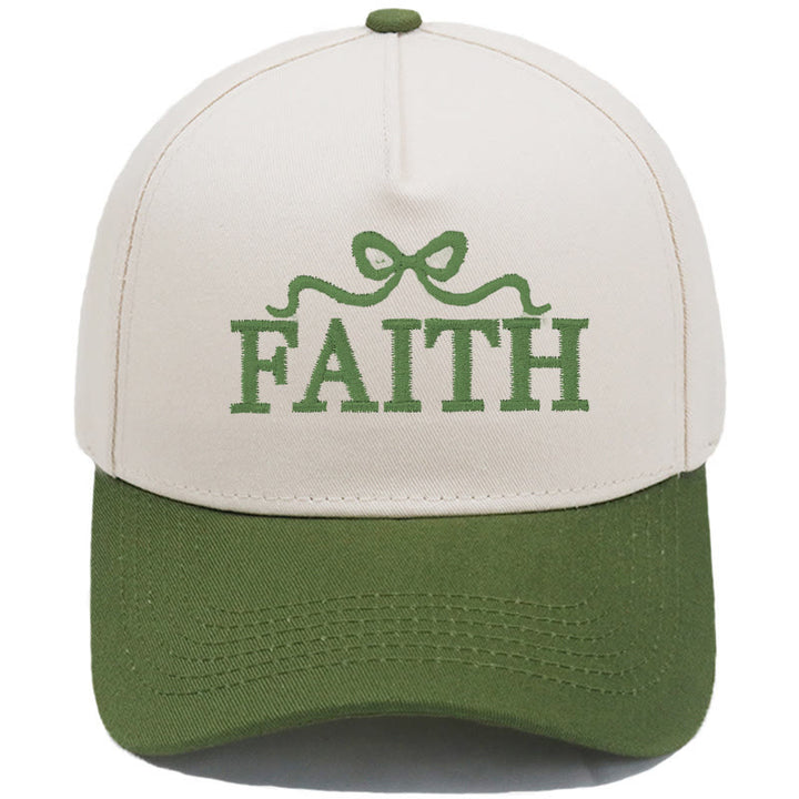 Christianartworkshop Gorra de béisbol ajustable con visera de camuflaje y bordado de lazo FAITH - Verde militar - image 17