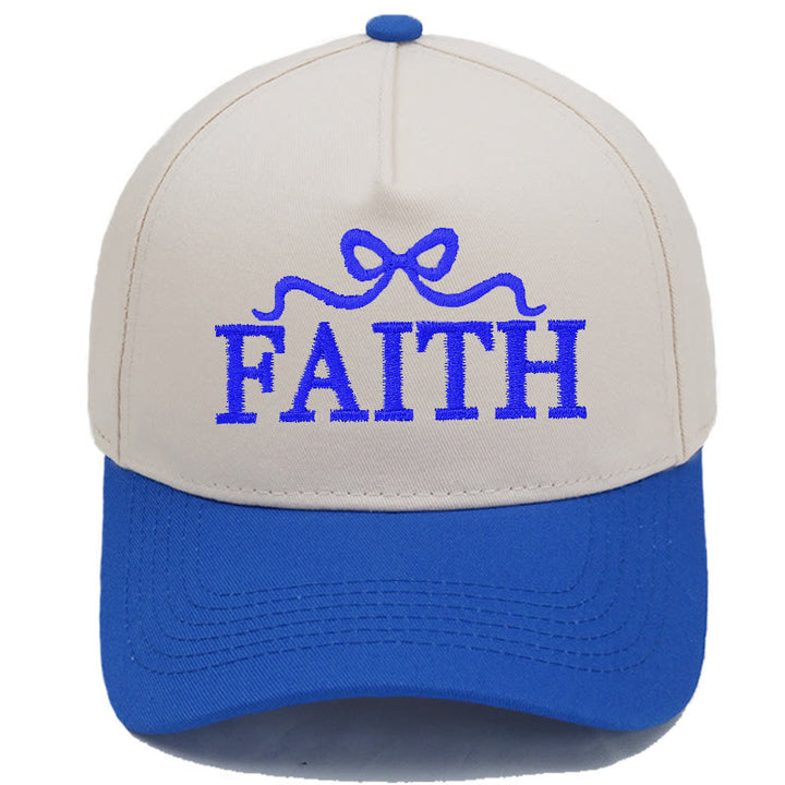 Christianartworkshop Gorra de béisbol ajustable con visera de camuflaje y bordado de lazo FAITH - Azul real - image 11