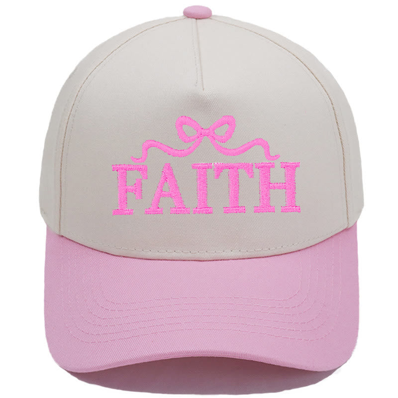 Christianartworkshop Gorra de béisbol ajustable con visera de camuflaje y bordado de lazo FAITH - Rosa - image 7