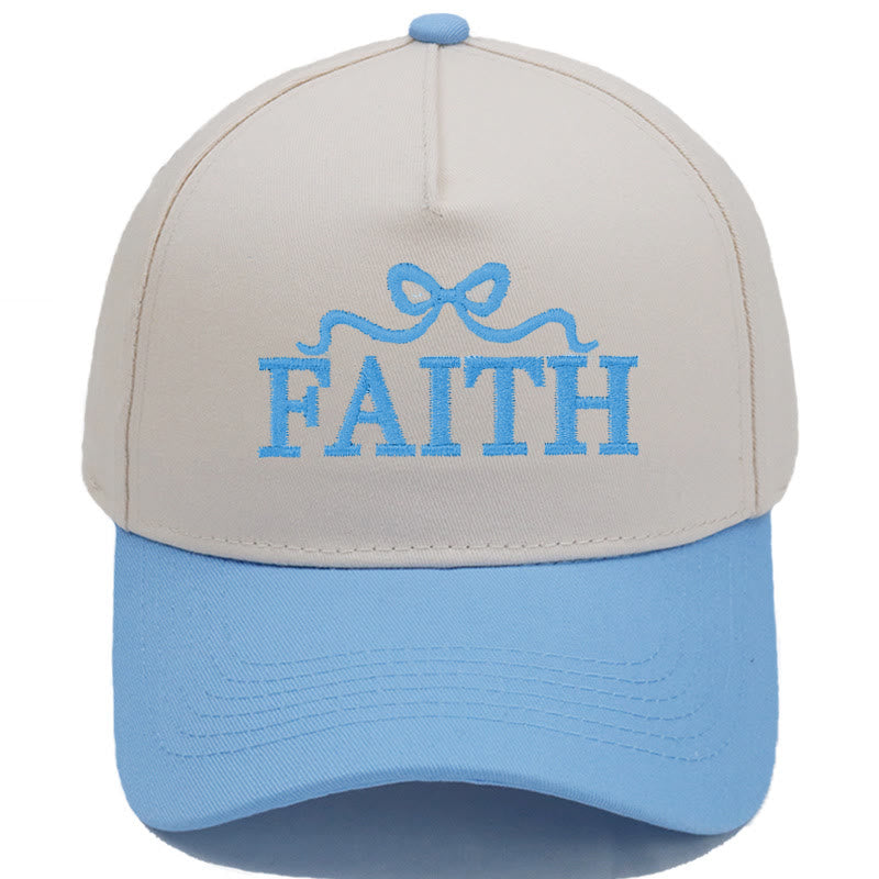 Christianartworkshop Gorra de béisbol ajustable con visera de camuflaje y bordado de lazo FAITH - Azul cielo - image 9