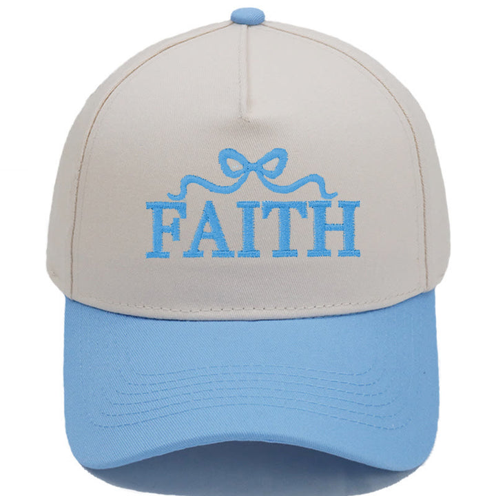 Christianartworkshop Gorra de béisbol ajustable con visera de camuflaje y bordado de lazo FAITH - Azul cielo - image 9