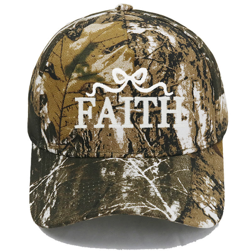 Christianartworkshop Gorra de béisbol ajustable con visera de camuflaje y bordado de lazo FAITH - Camuflaje completo - image 21