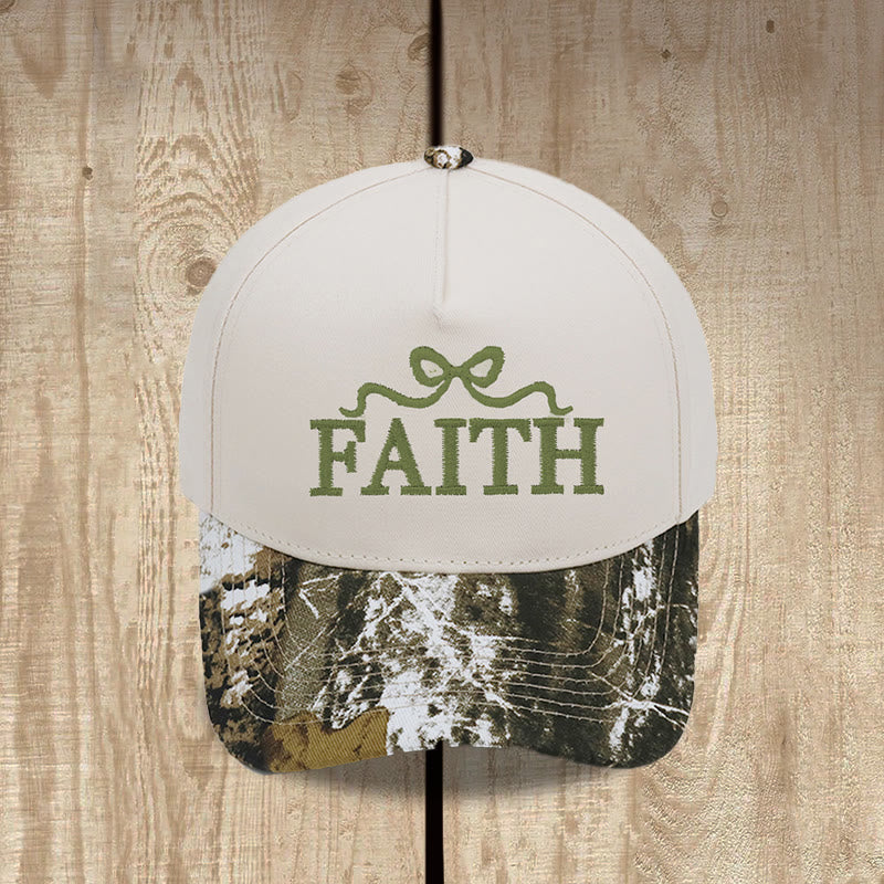 Christianartworkshop Gorra de béisbol ajustable con visera de camuflaje y bordado de lazo FAITH - image 1