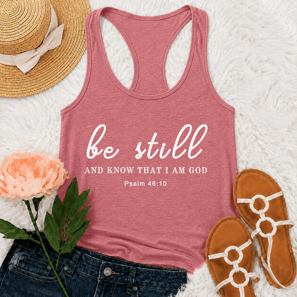 Christianartworkshop Estad quietos y sabed que yo soy Dios (camiseta sin mangas estilo nadador) - Rosa - 2XL - image 21
