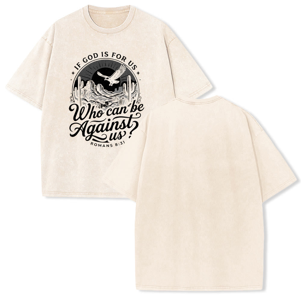 Christianartworkshop Si Dios está con nosotros Desert Eagle Cactus Romanos 8:31 Fe occidental Camiseta unisex lavada - Beige - 5XL - image 16