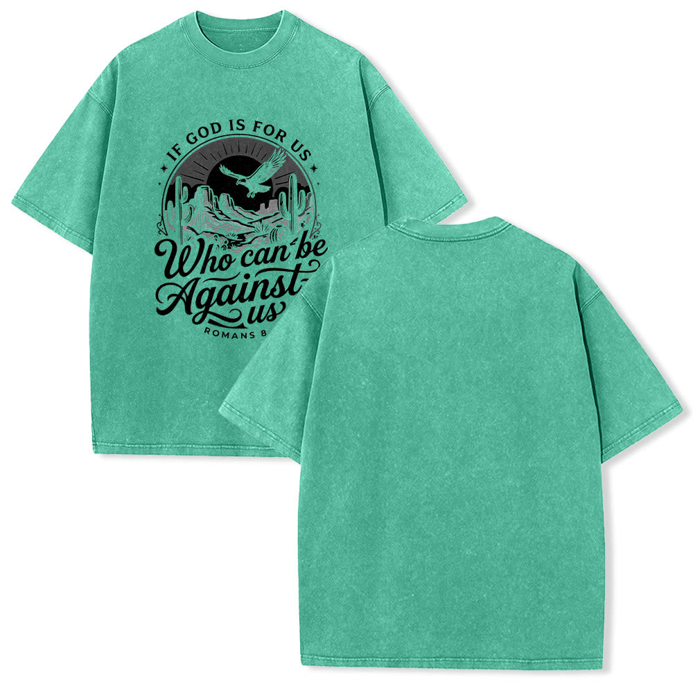 Christianartworkshop Si Dios está con nosotros Desert Eagle Cactus Romanos 8:31 Fe occidental Camiseta unisex lavada - Verde - 5XL - image 10