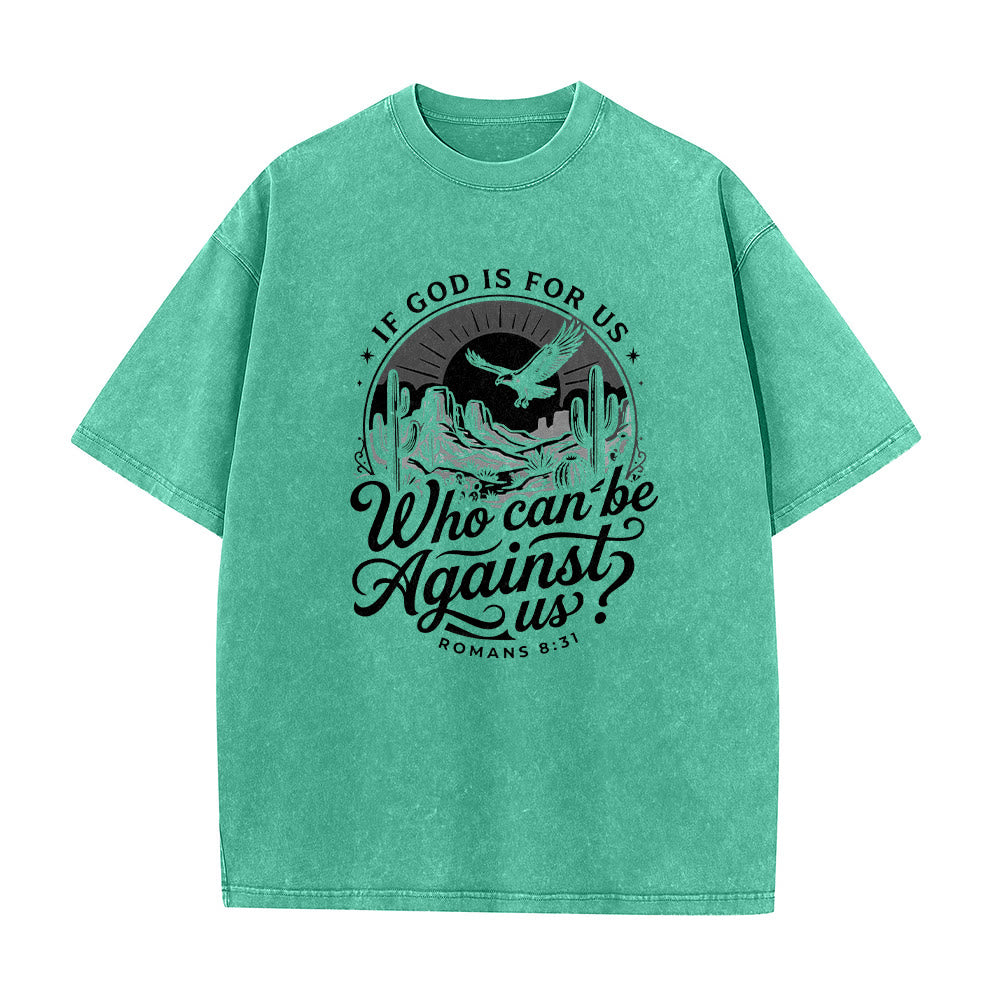 Christianartworkshop Si Dios está con nosotros Desert Eagle Cactus Romanos 8:31 Fe occidental Camiseta unisex lavada - image 11