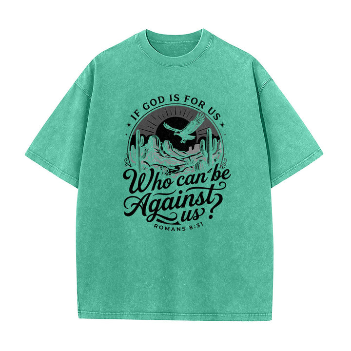 Christianartworkshop Si Dios está con nosotros Desert Eagle Cactus Romanos 8:31 Fe occidental Camiseta unisex lavada - image 11