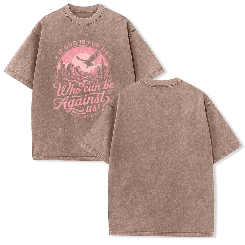 Christianartworkshop Si Dios está con nosotros Desert Eagle Cactus Romanos 8:31 Fe occidental Camiseta unisex lavada - Marrón - 5XL - image 13