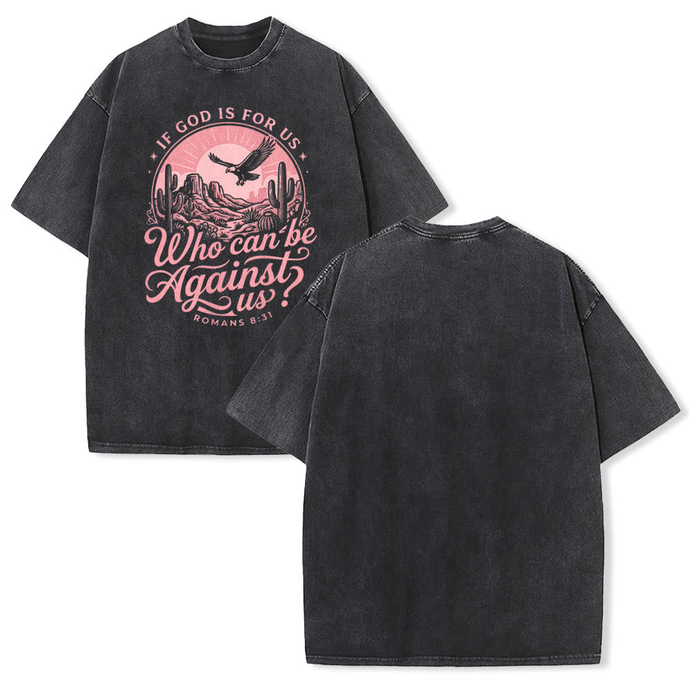 Christianartworkshop Si Dios está con nosotros Desert Eagle Cactus Romanos 8:31 Fe occidental Camiseta unisex lavada - Negro - 5XL - image 4