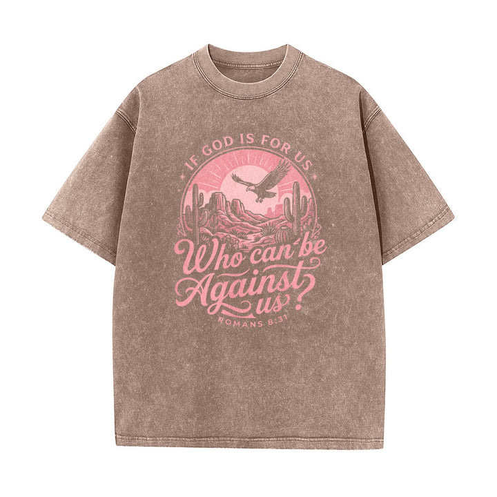 Christianartworkshop Si Dios está con nosotros Desert Eagle Cactus Romanos 8:31 Fe occidental Camiseta unisex lavada - image 14