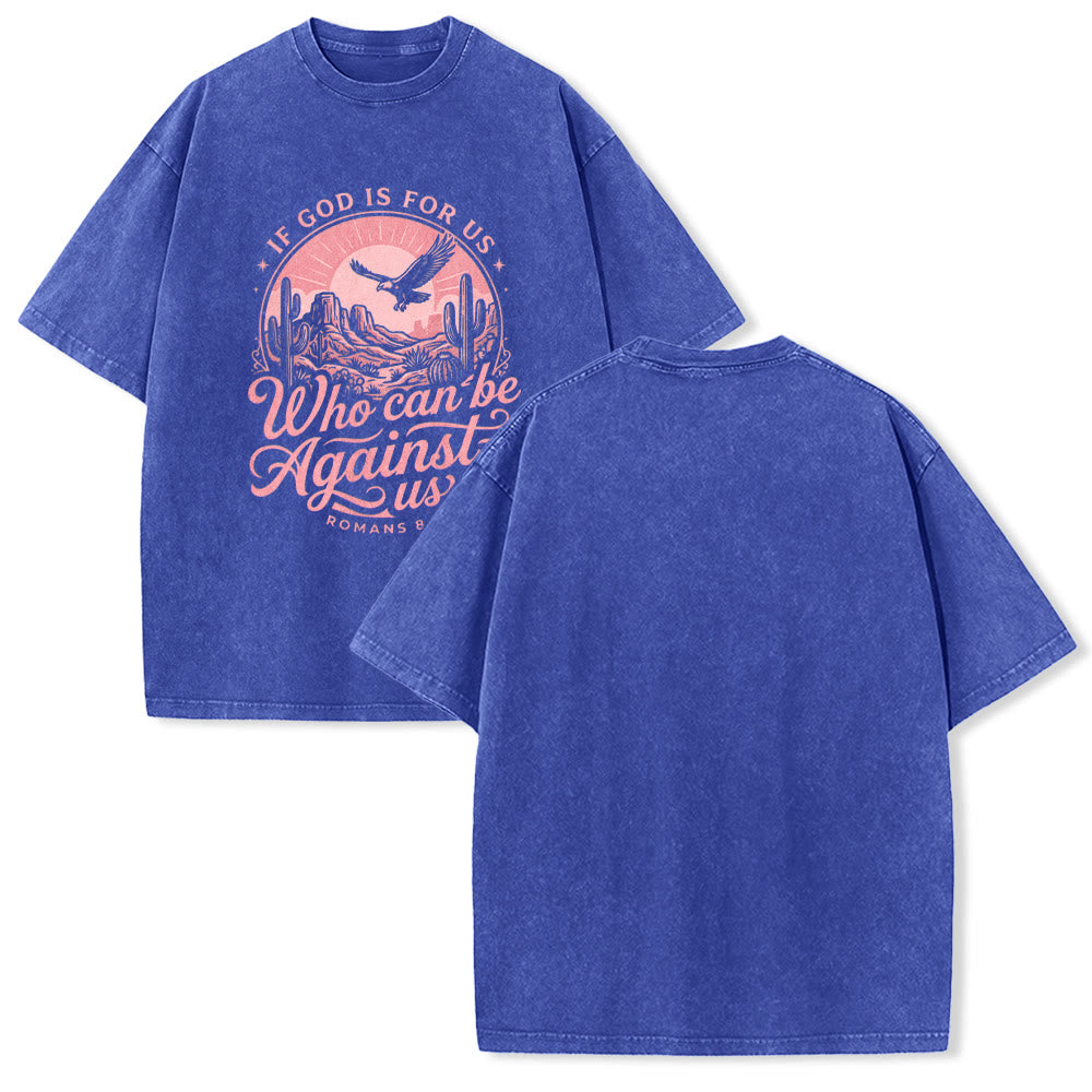 Christianartworkshop Si Dios está con nosotros Desert Eagle Cactus Romanos 8:31 Fe occidental Camiseta unisex lavada - Azul - 5XL - image 25