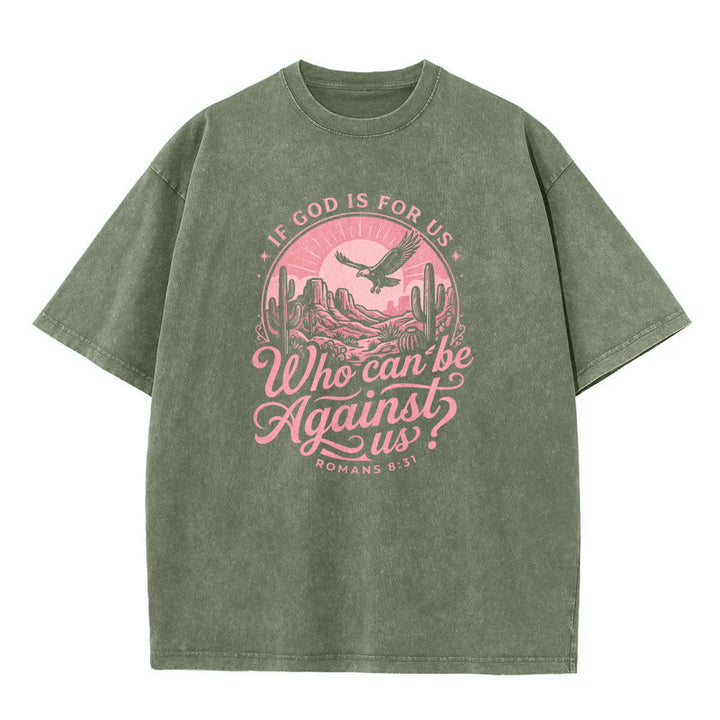 Christianartworkshop Si Dios está con nosotros Desert Eagle Cactus Romanos 8:31 Fe occidental Camiseta unisex lavada - image 8