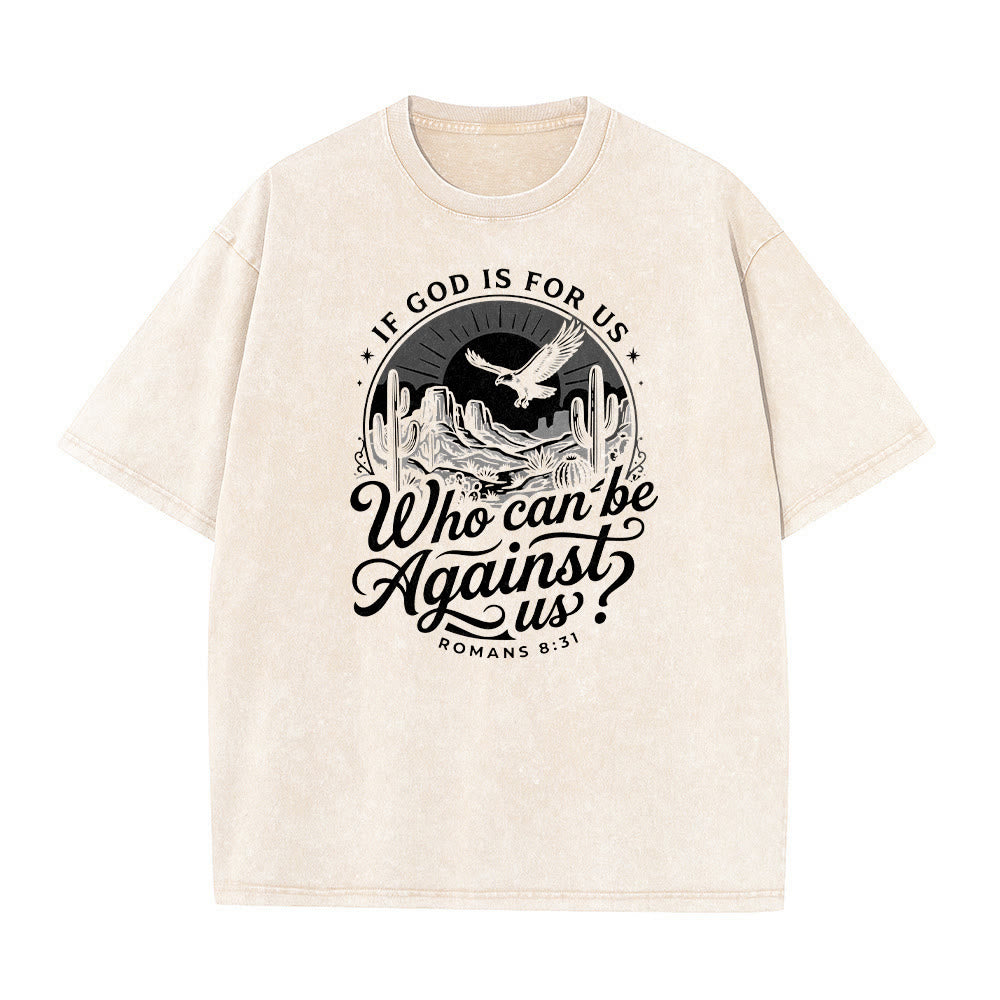 Christianartworkshop Si Dios está con nosotros Desert Eagle Cactus Romanos 8:31 Fe occidental Camiseta unisex lavada - image 17