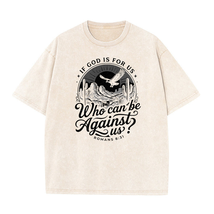 Christianartworkshop Si Dios está con nosotros Desert Eagle Cactus Romanos 8:31 Fe occidental Camiseta unisex lavada - image 17