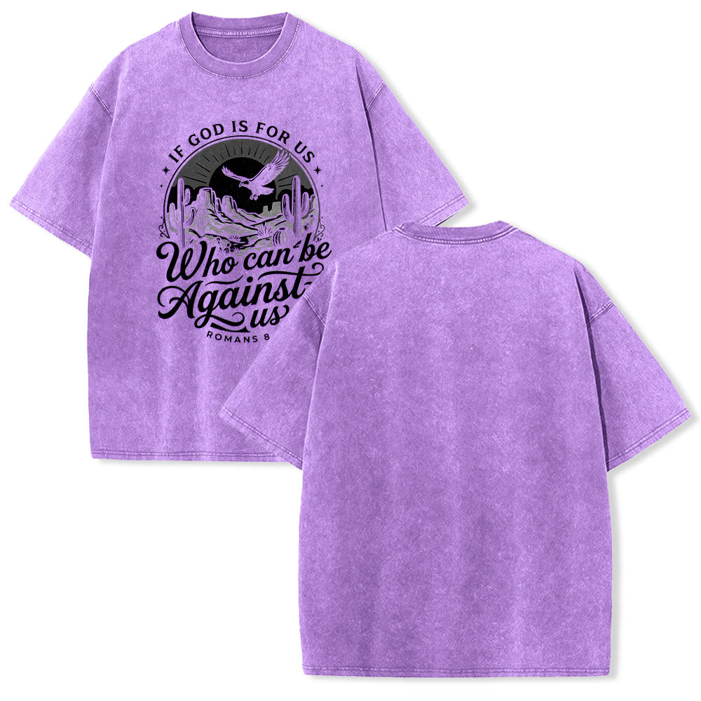 Christianartworkshop Si Dios está con nosotros Desert Eagle Cactus Romanos 8:31 Fe occidental Camiseta unisex lavada - Púrpura - 5XL - image 22