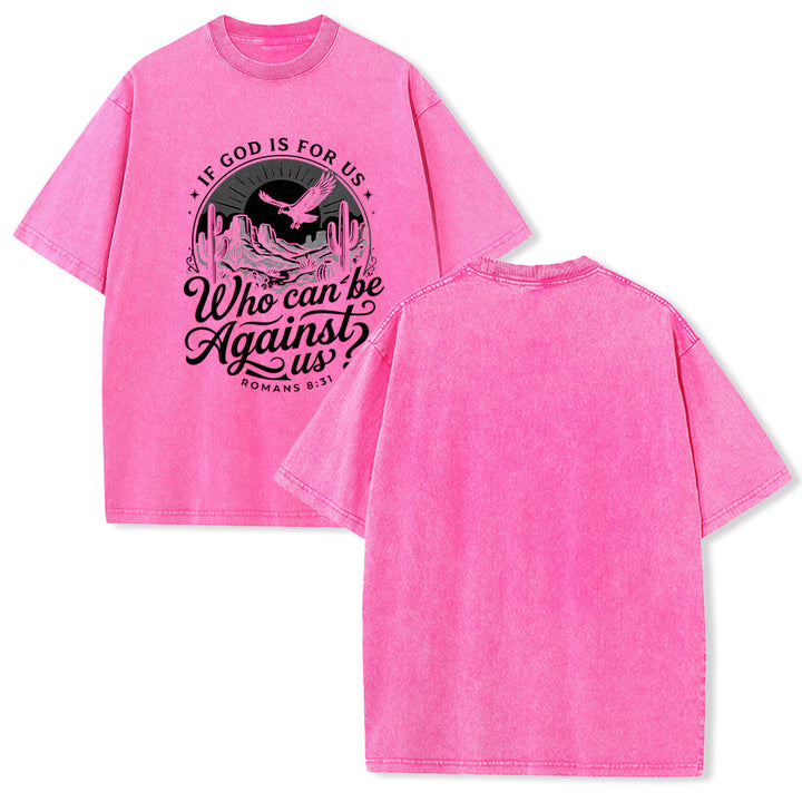 Christianartworkshop Si Dios está con nosotros Desert Eagle Cactus Romanos 8:31 Fe occidental Camiseta unisex lavada - Rosa - 5XL - image 19
