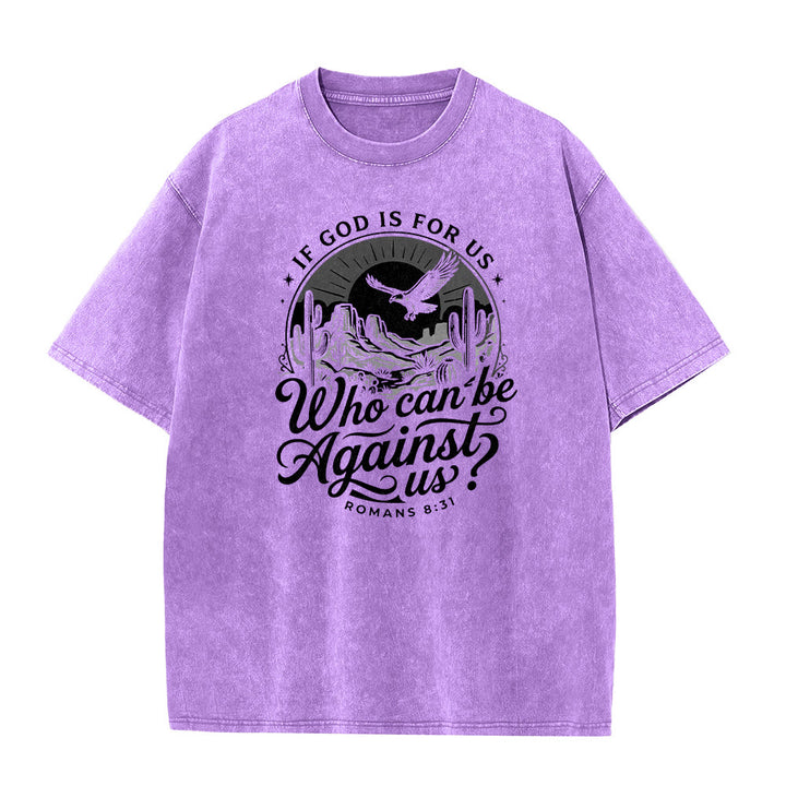 Christianartworkshop Si Dios está con nosotros Desert Eagle Cactus Romanos 8:31 Fe occidental Camiseta unisex lavada - image 23