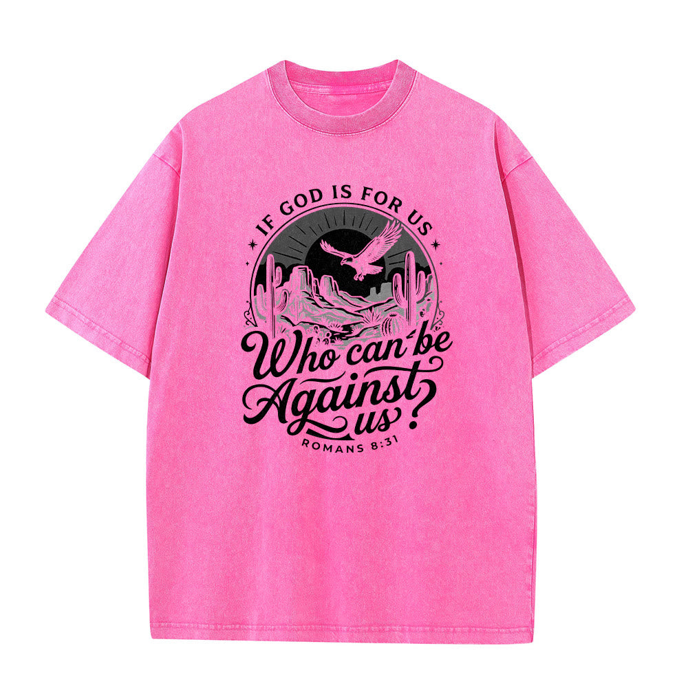 Christianartworkshop Si Dios está con nosotros Desert Eagle Cactus Romanos 8:31 Fe occidental Camiseta unisex lavada - image 20