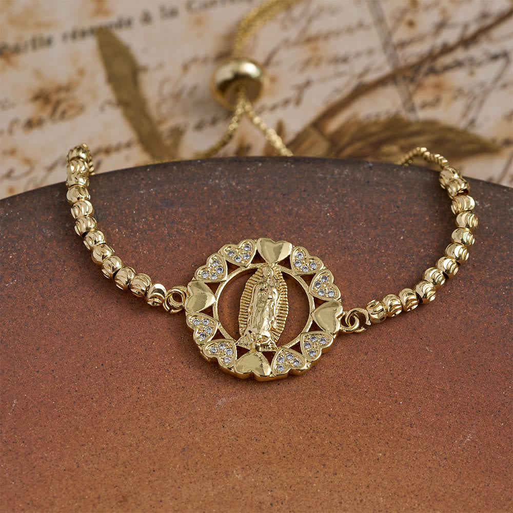Christianartworkshop Pulsera de cadena con mini cuentas y marco de cristal surtido de la Virgen María: Emblema de la suave protección celestial. - A - image 1