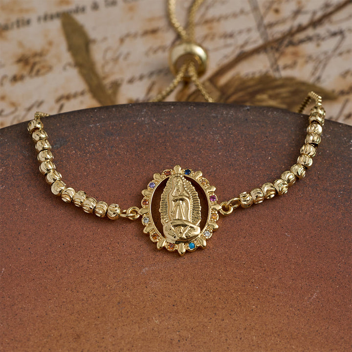 Christianartworkshop Pulsera de cadena con mini cuentas y marco de cristal surtido de la Virgen María: Emblema de la suave protección celestial. - do - image 5