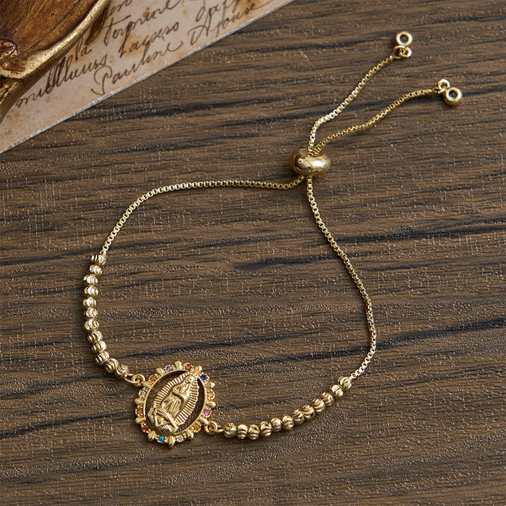Christianartworkshop Pulsera de cadena con mini cuentas y marco de cristal surtido de la Virgen María: Emblema de la suave protección celestial. - image 6
