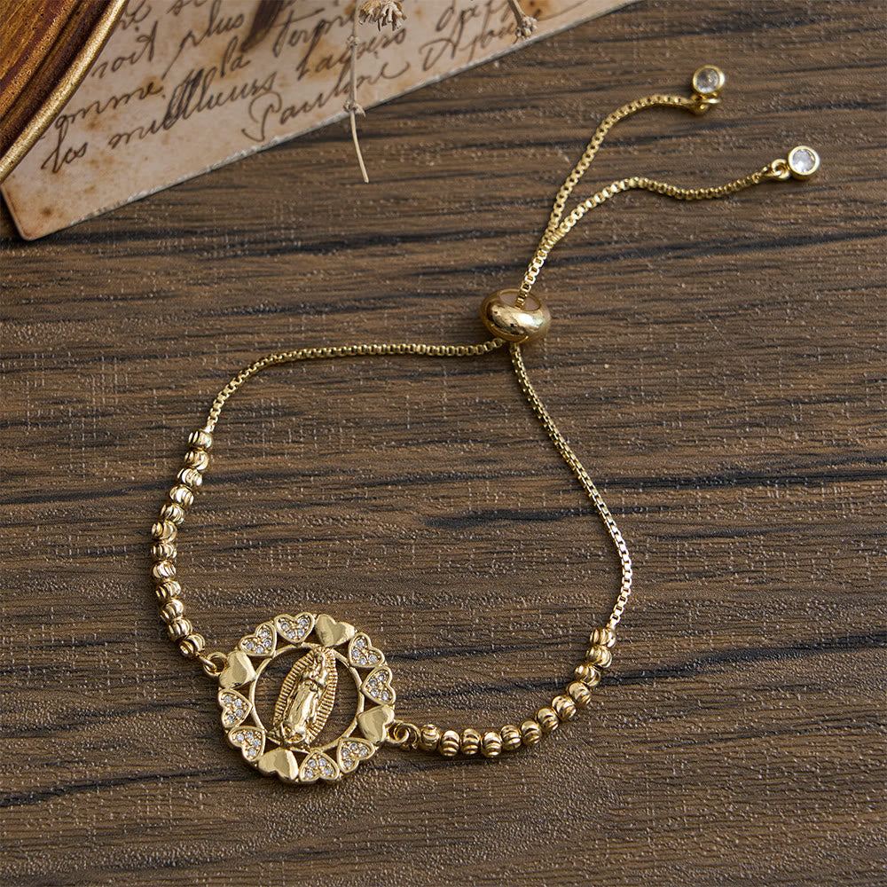 Christianartworkshop Pulsera de cadena con mini cuentas y marco de cristal surtido de la Virgen María: Emblema de la suave protección celestial. - image 2