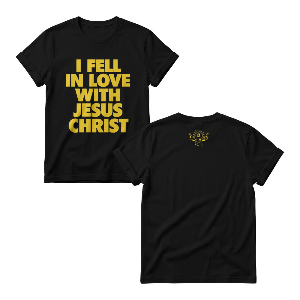 Christianartworkshop Me enamoré de Jesucristo. Sudadera de cuello redondo para mujer con estampado vertical llamativo en la parte delantera. - Negro - 4XL - image 1