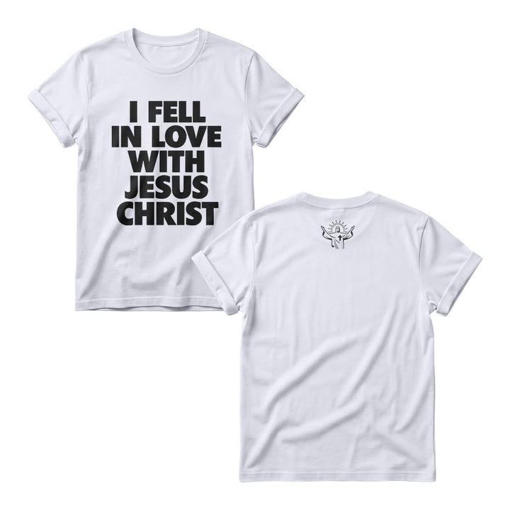 Christianartworkshop Me enamoré de Jesucristo. Sudadera de cuello redondo para mujer con estampado vertical llamativo en la parte delantera. - Blanco - 4XL - image 2