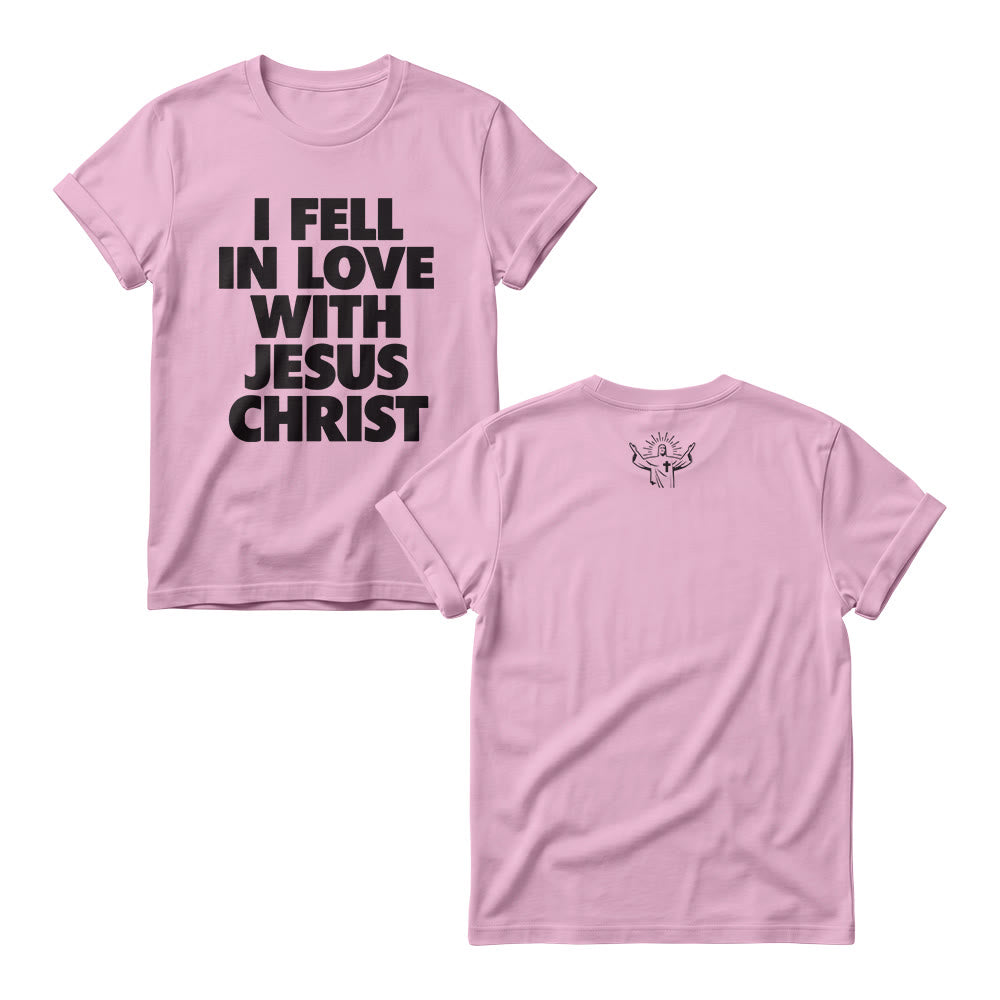 Christianartworkshop Me enamoré de Jesucristo. Sudadera de cuello redondo para mujer con estampado vertical llamativo en la parte delantera. - Rosa - 4XL - image 5