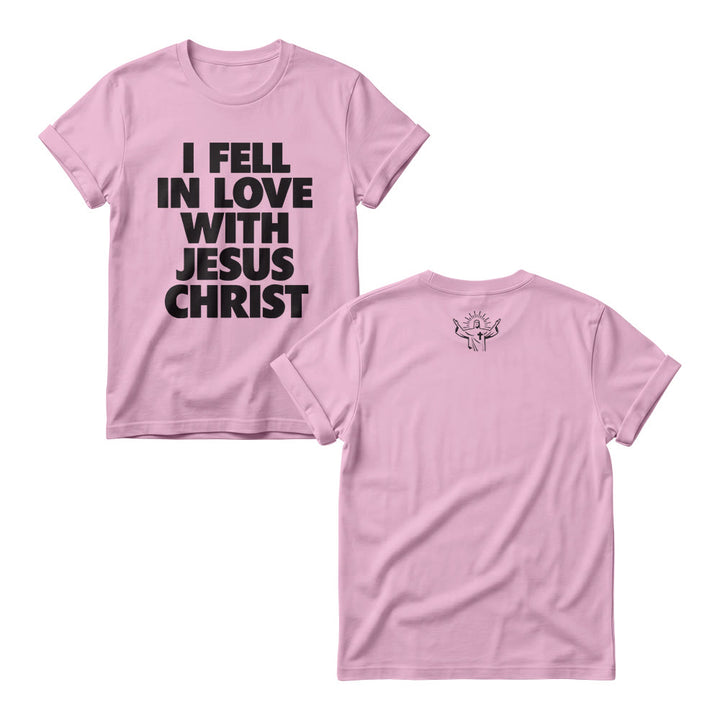 Christianartworkshop Me enamoré de Jesucristo. Sudadera de cuello redondo para mujer con estampado vertical llamativo en la parte delantera. - Rosa - 4XL - image 5