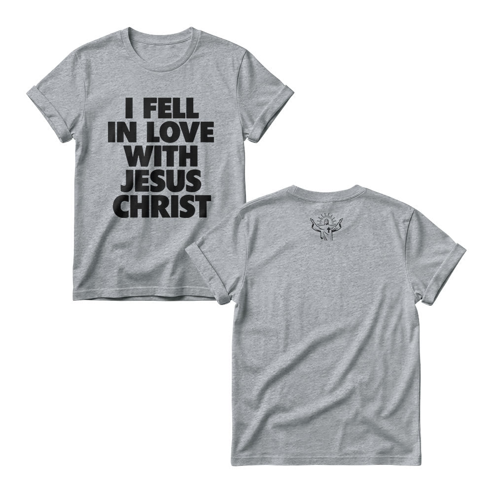 Christianartworkshop Me enamoré de Jesucristo. Sudadera de cuello redondo para mujer con estampado vertical llamativo en la parte delantera. - Gris - 4XL - image 4