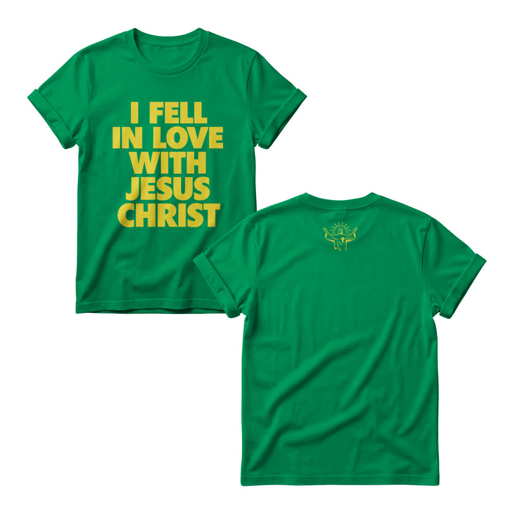 Christianartworkshop Me enamoré de Jesucristo. Sudadera de cuello redondo para mujer con estampado vertical llamativo en la parte delantera. - Verde - 4XL - image 9
