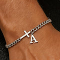 Christianartworkshop Pulsera de cadena con cruz y letras: Emblema personalizado de fe celestial inquebrantable - A - image 0