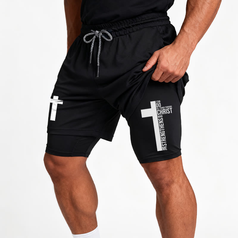 Christianartworkshop Filipenses 4:13 Cruz Escritura Vertical Cordón Pantalones cortos Fe - image 16