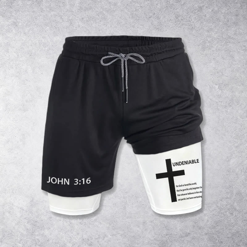 Christianartworkshop Juan 3:16 Cruz innegable exterior Versículo completo Pantalones cortos interiores de fe con cordón de dos capas - image 1